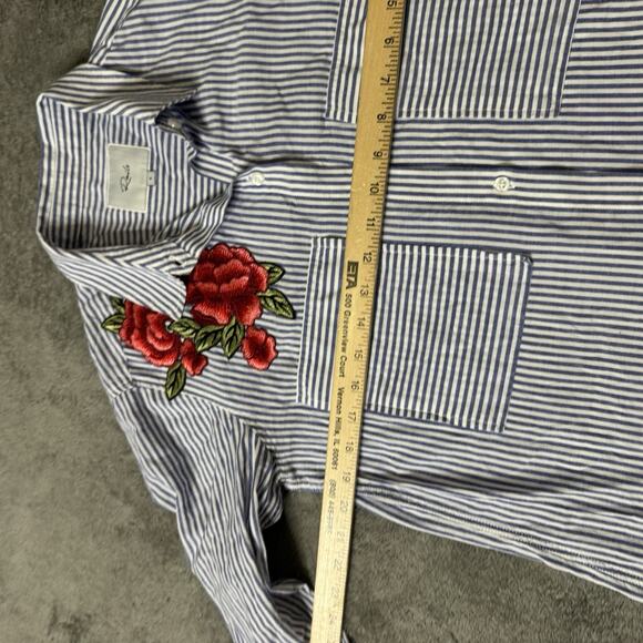 Rails Womens Floral Shirt Button Up Top Frances Banker Stripe Embroidered Small - Picture 9 of 10